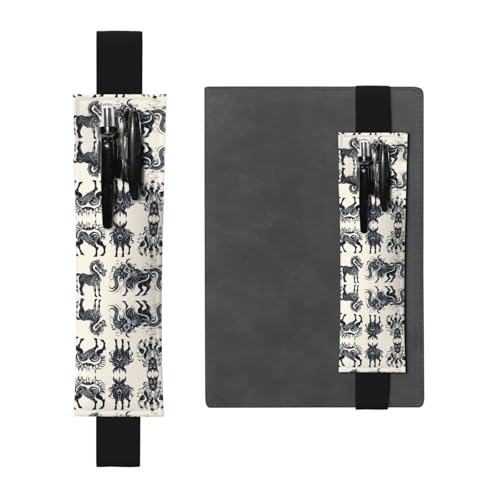 WZYCWB Kirin Dekorative Malerei Gedruckt Große Kapazität PVC Stifthalter + Kreatives Tagebuch Stifttasche Set mit Gummiband Anti-Rutsch-Design von WZYCWB