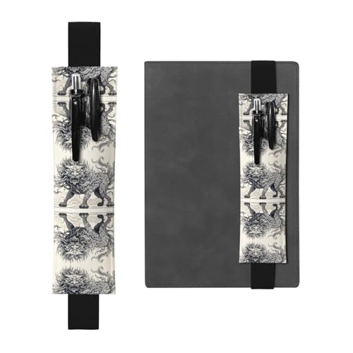WZYCWB Kirin Linienzeichnung gedruckt Große Kapazität PVC Stifthalter + Kreatives Tagebuch Stifttasche Set mit Gummiband Anti-Rutsch-Design von WZYCWB