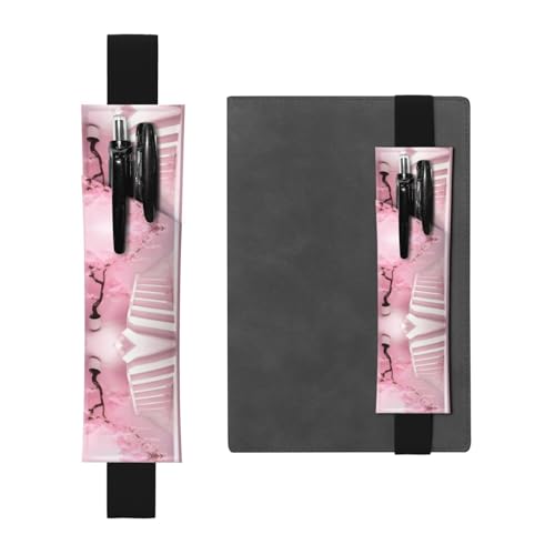 WZYCWB Kirschblüten-weiße Treppe bedruckte große Kapazität PVC-Stifthalter + kreatives Tagebuch-Stifttaschen-Set mit Gummiband, Anti-Rutsch-Design von WZYCWB