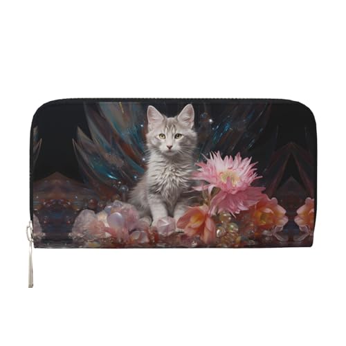 WZYCWB Kitten by the Crystal Printed zippered wallet perfect for travel, business, and everyday wear.Holds cell phones and cash. von WZYCWB