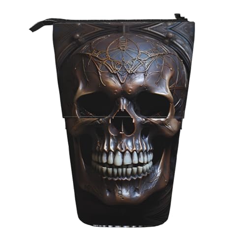 WZYCWB Kupferfarbener einziehbarer Stifthalter mit Totenkopf-Motiv, für Wohnheim oder Büro. von WZYCWB