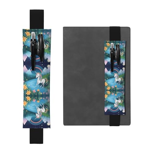 WZYCWB Laufende Einhörner gedruckt große Kapazität PVC Stifthalter + kreatives Tagebuch Stifttasche Set mit Gummiband Anti-Rutsch-Design von WZYCWB