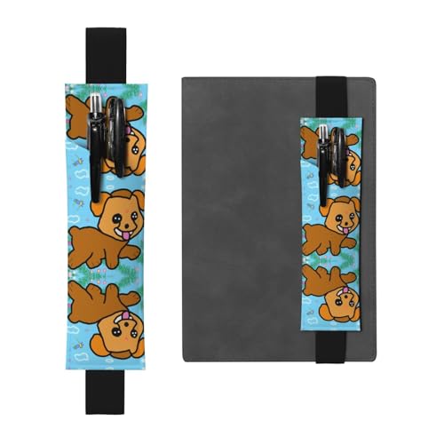 WZYCWB Laufender Cartoon-Hund bedruckt große Kapazität PVC Stifthalter + kreatives Tagebuch Stiftetasche Set mit Gummiband Anti-Rutsch-Design von WZYCWB