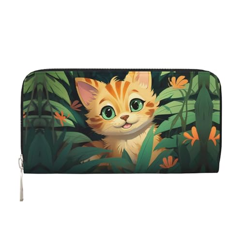 WZYCWB Lebendige Cartoon-Katzen-bedruckte Geldbörse mit Reißverschluss, perfekt für Reisen, Business, und Alltag. Hält Handys und Bargeld. von WZYCWB