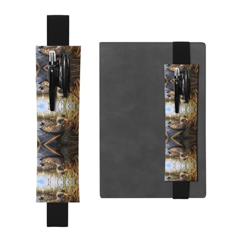 WZYCWB Leisurely Mallard Duck bedruckter großer PVC-Stifthalter + kreatives Tagebuch-Stifttaschen-Set mit Gummiband, Anti-Rutsch-Design von WZYCWB