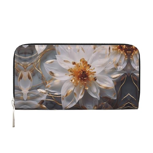 WZYCWB Lilien eingefasst mit goldfarbener bedruckter Geldbörse mit Reißverschluss, perfekt für Reisen, Business und den Alltag. Hält Handys und Bargeld. von WZYCWB