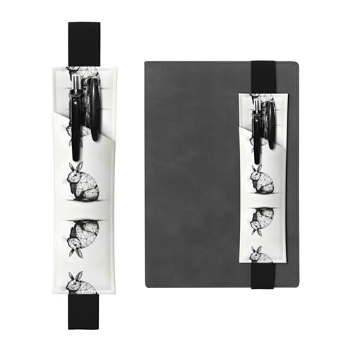 WZYCWB Linienzeichnung von Kaninchen gedruckt Große Kapazität PVC Stifthalter + Kreatives Tagebuch Stifttasche Set mit Gummiband Anti-Rutsch-Design von WZYCWB
