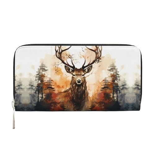 WZYCWB Little Deer Forest Printed zippered wallet perfect for travel, business, and everyday wear.Holds cell phones and cash. von WZYCWB