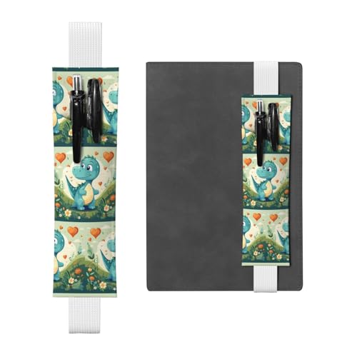 WZYCWB Little Dinosaurier in grünem Gras Tagebuch Federmäppchen, PVC-Stifthalter und Stifthalter mit Gummibändern und Lesezeichen sind die beste Geschenkidee. von WZYCWB