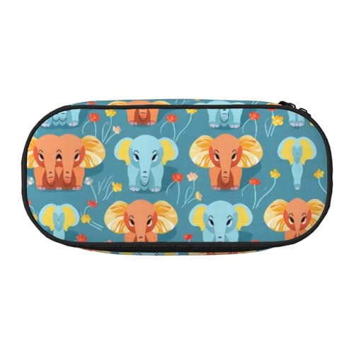 WZYCWB Little Elephant Blossom Große Kapazität Federmäppchen - Multifunktionale Aufbewahrungsbox, Tragbare und langlebige Bleistifttasche für Büro- und Schulbedarf, Schwarz , Einheitsgröße von WZYCWB