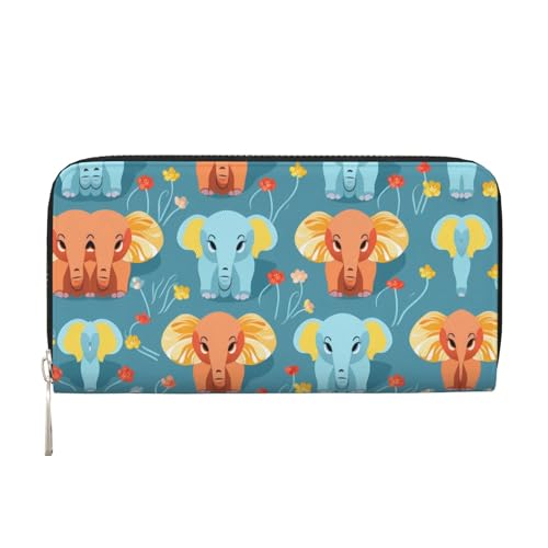 WZYCWB Little Elephant Blossom Printed zippered wallet perfect for travel, business, and everyday wear.Holds cell phones and cash. von WZYCWB