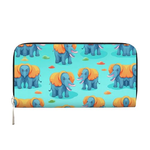 WZYCWB Little Elephant with Big Ears Printed zippered wallet perfect for travel, business, and everyday wear Holds cell phones and cash von WZYCWB