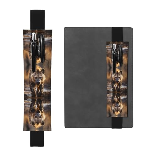 WZYCWB Lone Hyena Bedruckter Großer Kapazität PVC Stifthalter + Kreatives Tagebuch Stifttasche Set mit Gummiband Anti-Rutsch-Design von WZYCWB