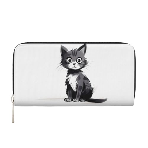WZYCWB Lonely Cat bedruckte Geldbörse mit Reißverschluss, perfekt für Reisen, Business und den Alltag. Hält Handys und Bargeld. von WZYCWB