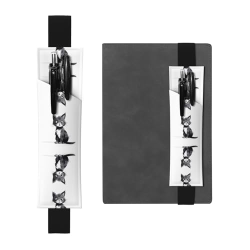 WZYCWB Lonely Cat bedruckter großer PVC-Stifthalter + kreatives Tagebuch-Stifttaschen-Set mit Gummiband, Anti-Rutsch-Design von WZYCWB
