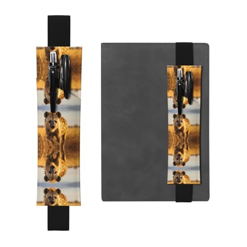 WZYCWB Lonely Hyena bedruckter großer Kapazität PVC Stifthalter + kreatives Tagebuch Stiftetasche Set mit Gummiband Anti-Rutsch-Design von WZYCWB