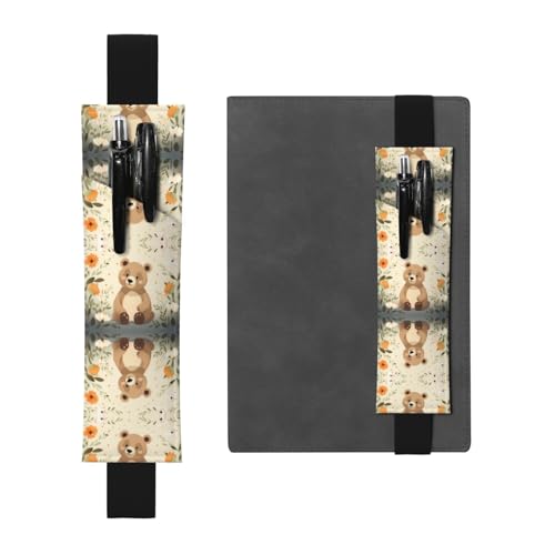 WZYCWB Lost Bear bedruckter großer PVC-Stifthalter + kreatives Tagebuch-Stifttaschen-Set mit Gummiband, Anti-Rutsch-Design von WZYCWB