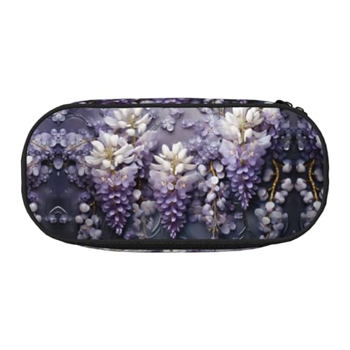 WZYCWB Lots of Violets Federmäppchen mit großer Kapazität – Multifunktionale Aufbewahrungsbox, tragbare und langlebige Bleistifttasche für Büro- und Schulbedarf, Schwarz , Einheitsgröße von WZYCWB