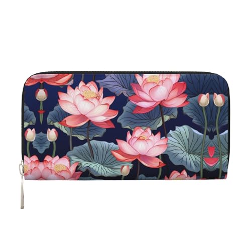 WZYCWB Lotus Flower Illustration Printed zippered wallet perfect for travel, business, and everyday wear.Holds cell phones and cash von WZYCWB