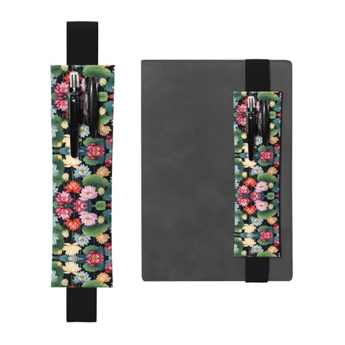 WZYCWB Lotus-Muster gedruckt große Kapazität PVC Stifthalter + kreatives Tagebuch Stifttasche Set mit Gummiband Anti-Rutsch-Design von WZYCWB
