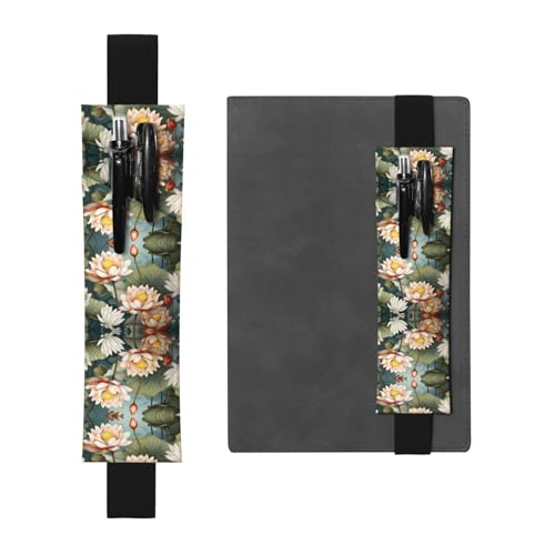 WZYCWB Lotus in The Pond Bedruckter Großer Kapazität PVC Stifthalter + Kreatives Tagebuch Stifttasche Set mit Gummiband Anti-Rutsch-Design von WZYCWB