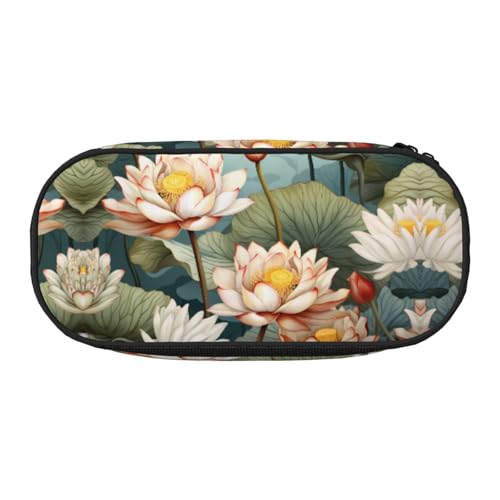 WZYCWB Lotus in The Pond Federmäppchen mit großer Kapazität – Multifunktionale Aufbewahrungsbox, tragbare und langlebige Bleistifttasche für Büro- und Schulbedarf, Schwarz , Einheitsgröße von WZYCWB