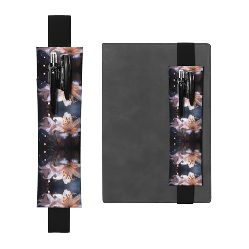 WZYCWB Magic Heavy Lilies bedruckter großer PVC-Stifthalter + kreatives Tagebuch-Stifttaschen-Set mit Gummiband, Anti-Rutsch-Design von WZYCWB