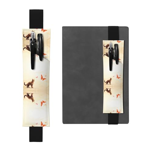 WZYCWB Magische Katze bedruckter großer Kapazität PVC Stifthalter + kreatives Tagebuch Stifttasche Set mit Gummiband Anti-Rutsch-Design von WZYCWB