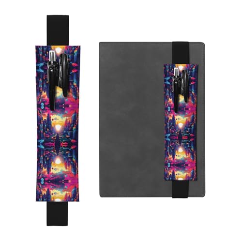 WZYCWB Magnificent City bedruckter großer PVC-Stifthalter + kreatives Tagebuch-Stifttaschen-Set mit Gummiband, Anti-Rutsch-Design von WZYCWB