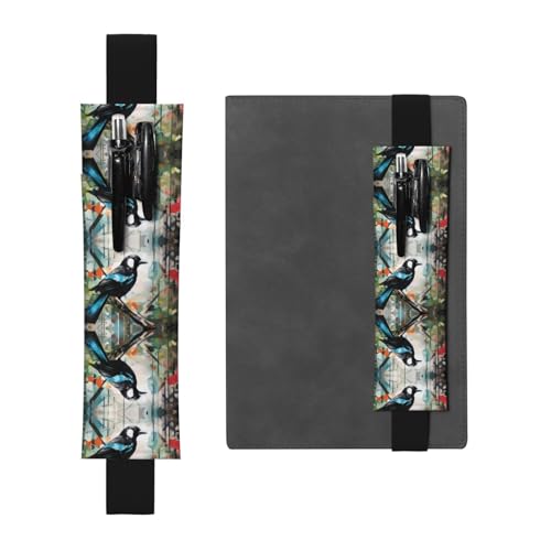 WZYCWB Magpie Graffiti gedruckt große Kapazität PVC Stifthalter + kreatives Tagebuch Stifttasche Set mit Gummiband Anti-Rutsch-Design von WZYCWB
