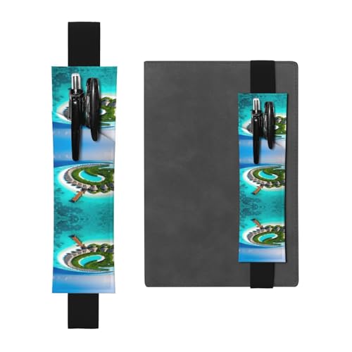 WZYCWB Malediven Landschaft gedruckt große Kapazität PVC Stifthalter + Kreatives Tagebuch Stifttasche Set mit Gummiband Anti-Rutsch-Design von WZYCWB