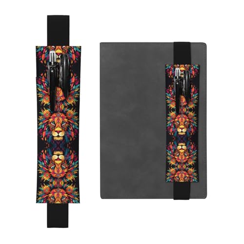 WZYCWB Mighty Lion bedruckter großer PVC-Stifthalter + kreatives Tagebuch-Stifttaschen-Set mit Gummiband, Anti-Rutsch-Design von WZYCWB