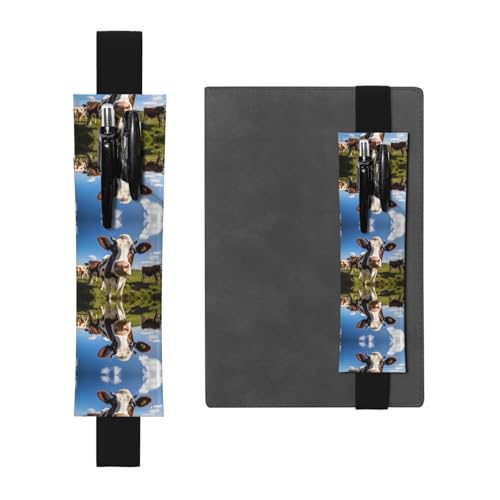 WZYCWB Milchkuh bedruckter großer PVC-Stifthalter + kreatives Tagebuch-Stifttaschen-Set mit Gummiband, Anti-Rutsch-Design von WZYCWB