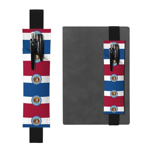 WZYCWB Missouri State Flag Printed Large Capacity PVC Pen Holder + Creative Diary Pen Bag Set with Elastic Band Anti-Rutsch-Design von WZYCWB