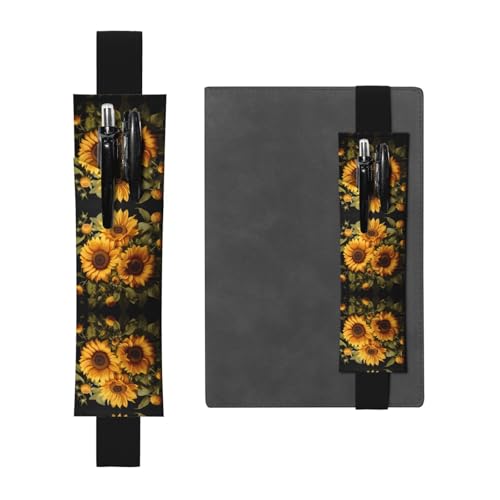WZYCWB Mit dem gelben Sonnenblumen-bedruckten großen PVC-Stifthalter + kreatives Tagebuch-Stifttaschen-Set mit Gummiband, Anti-Rutsch-Design von WZYCWB