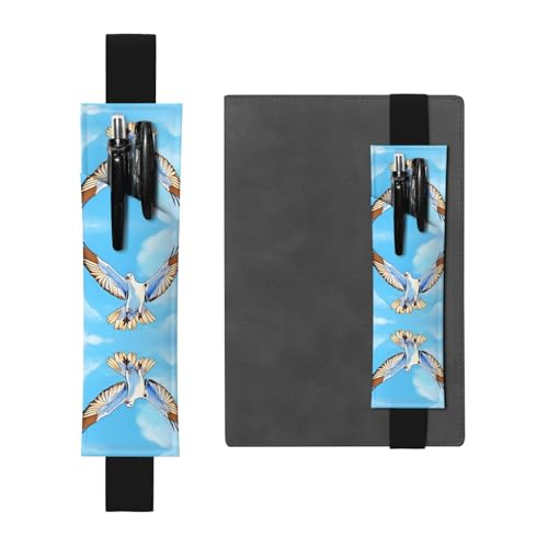 WZYCWB Möwen im Flug bedruckt große Kapazität PVC Stifthalter + kreatives Tagebuch Stifttasche Set mit Gummiband Anti-Rutsch-Design von WZYCWB