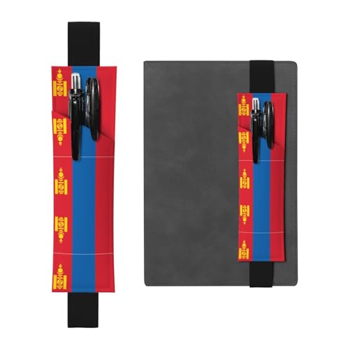 WZYCWB Mongolische Flagge gedruckt große Kapazität PVC Stifthalter + kreatives Tagebuch Stifttasche Set mit Gummiband Anti-Rutsch-Design von WZYCWB