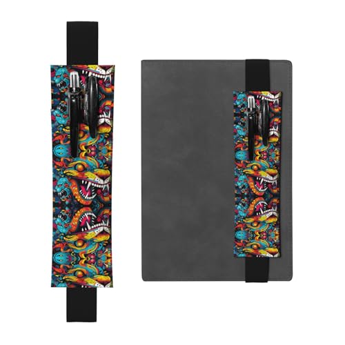 WZYCWB Monsters bedruckter großer PVC-Stifthalter + kreatives Tagebuch-Stifttaschen-Set mit Gummiband, Anti-Rutsch-Design von WZYCWB