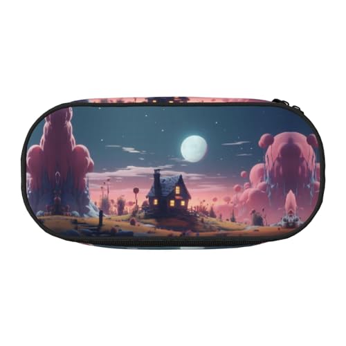 WZYCWB Moonlight Cottage Federmäppchen mit großer Kapazität – Multifunktionale Aufbewahrungsbox, tragbare und langlebige Bleistifttasche für Büro- und Schulbedarf, Schwarz , Einheitsgröße von WZYCWB