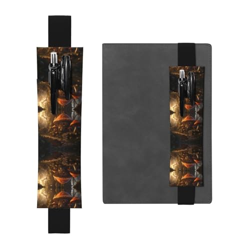 WZYCWB Mushroom World bedruckter großer Kapazität PVC-Stifthalter + kreatives Tagebuch-Stifttaschen-Set mit Gummiband, Anti-Rutsch-Design von WZYCWB
