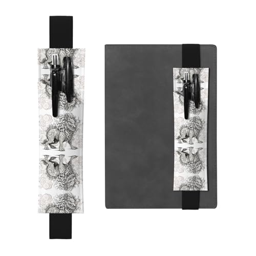WZYCWB Mythologisches Tier-bedrucktes großes Fassungsvermögen PVC-Stifthalter + kreatives Tagebuch-Stifttaschen-Set mit Gummiband, Anti-Rutsch-Design von WZYCWB