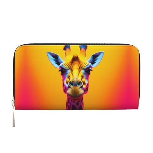 WZYCWB Neon Giraffe Head Printed zippered wallet perfect for travel, business, and everyday wear.Holds cell phones and cash. von WZYCWB