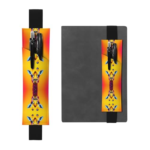 WZYCWB Neon Giraffe Kopf Gedruckt Große Kapazität PVC Stifthalter + Kreatives Tagebuch Stifttasche Set mit Gummiband Anti-Rutsch-Design von WZYCWB
