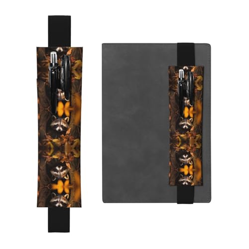 WZYCWB Nerdy Waschbär bedruckter großer Kapazität PVC Stifthalter + kreatives Tagebuch Stiftetasche Set mit Gummiband Anti-Rutsch-Design von WZYCWB