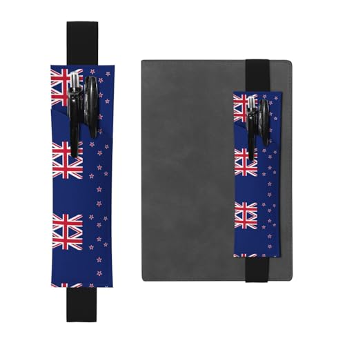 WZYCWB New Zealand Flag Printed Large Capacity PVC Pen Holder + Creative Diary Pen Bag Set with Elastic Band Anti-Rutsch-Design von WZYCWB
