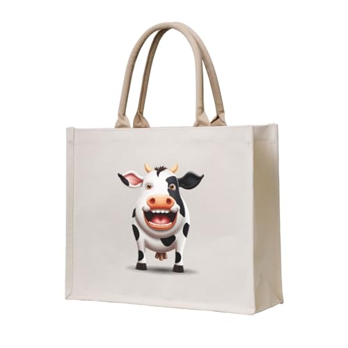 WZYCWB Niedliche Kuh-bedruckte dreidimensionale Canvas-Tragetasche, geeignet für Reisen, Arbeit, Fitness, Camping und Strand WZYCWB Niedliche Kuh-bedruckte dreidimensionale Canvas-Tragetasche, geeignet für Reisen, Arbeit, Fitness, Camping und Strand von WZYCWB
