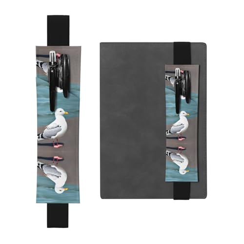 WZYCWB Niedliche Möwe bedruckte große Kapazität PVC-Stifthalter + kreatives Tagebuch Stiftetasche Set mit Gummiband Anti-Rutsch-Design von WZYCWB