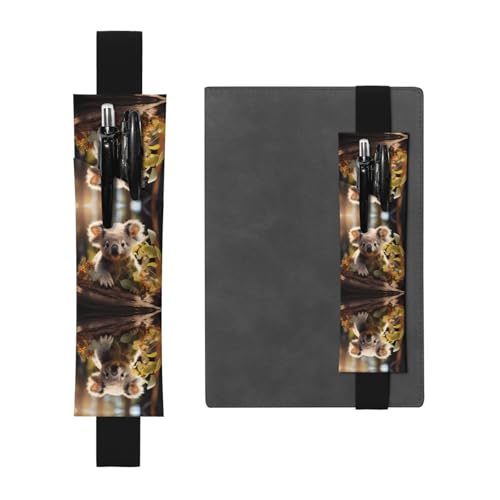 WZYCWB Niedlicher Koala-Pflanzen-bedruckter großer PVC-Stifthalter + kreatives Tagebuch-Stifttaschen-Set mit Gummiband, Anti-Rutsch-Design von WZYCWB