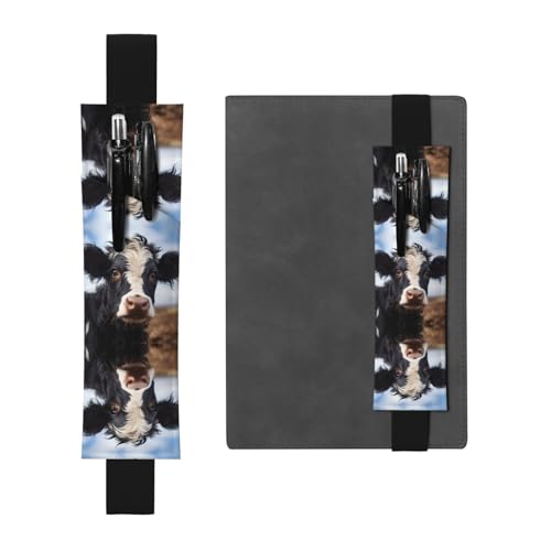 WZYCWB Niedlicher Kuh bedruckter großer PVC-Stifthalter + kreatives Tagebuch-Stifttaschen-Set mit Gummiband, Anti-Rutsch-Design von WZYCWB