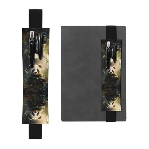 WZYCWB Niedlicher Panda-Pflanzen-bedruckter großer PVC-Stifthalter + kreatives Tagebuch-Stifttaschen-Set mit Gummiband, Anti-Rutsch-Design von WZYCWB
